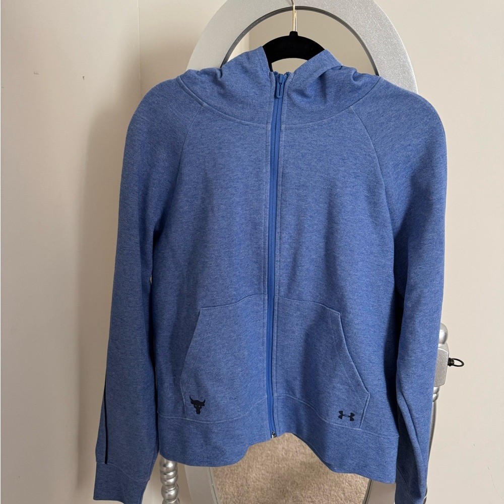 Under Armour Dwayne Johnson Blue Hooded Zip-Up Jacket with Textured Finish